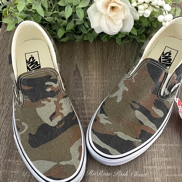 Vans Shoes - New W/ Box Vans Camo Washed Classic Slip On Shoes